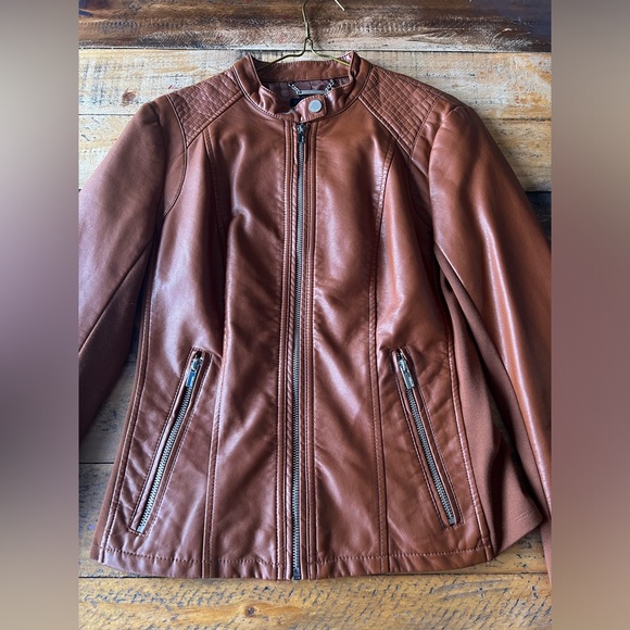 Express Women’s Brown Vegan Leather Jacket - Picture 4 of 4